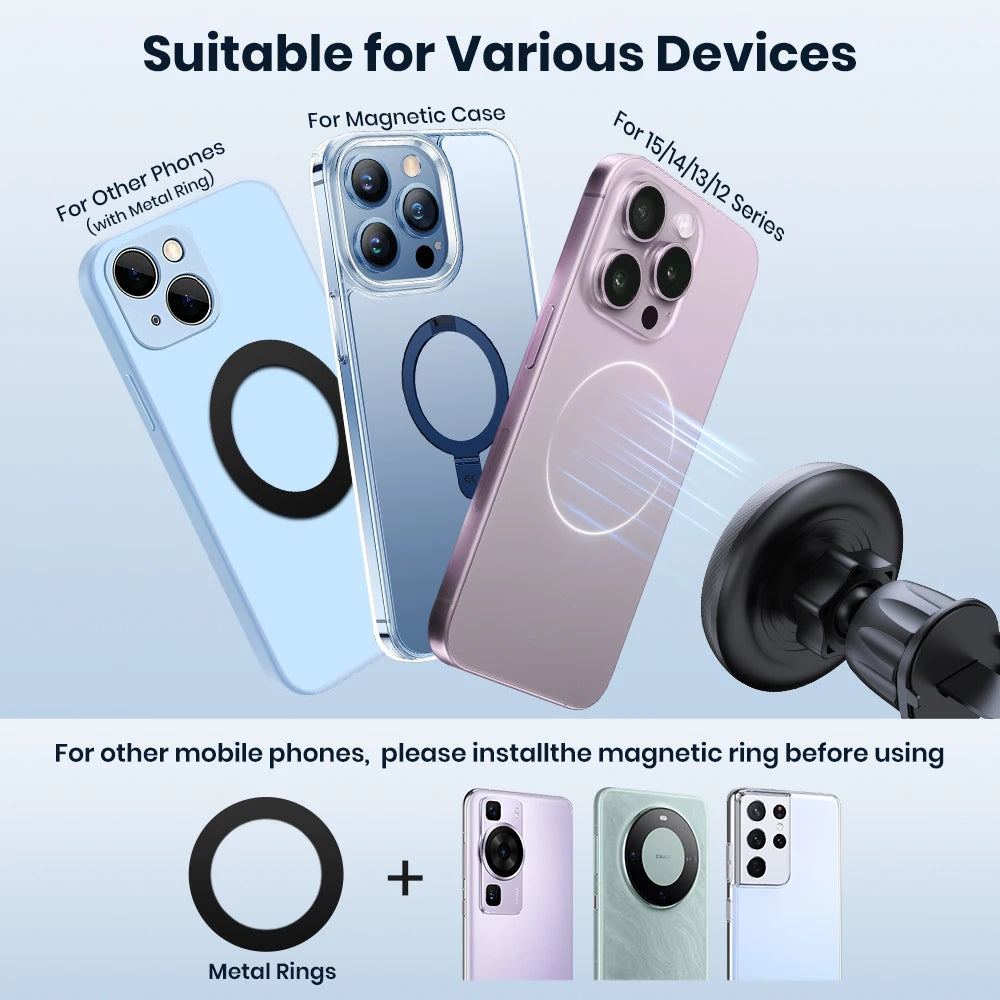 Magnetic Car Phone Holder for Secure, One-Hand Convenience