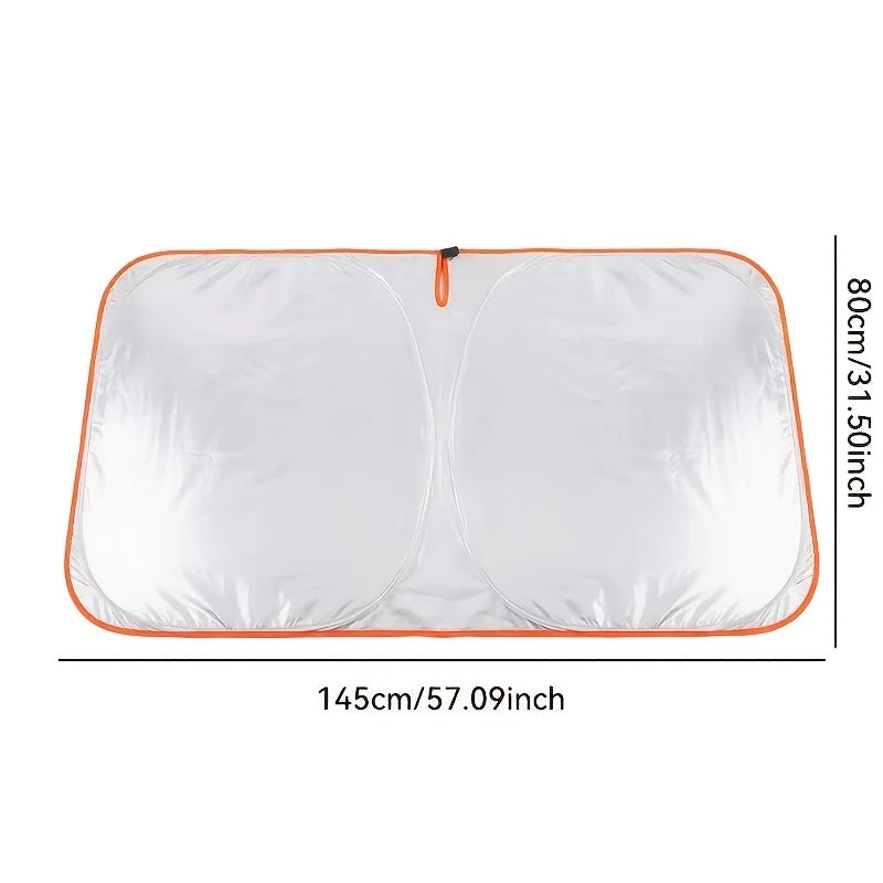 Sunshade folded with storage pouch