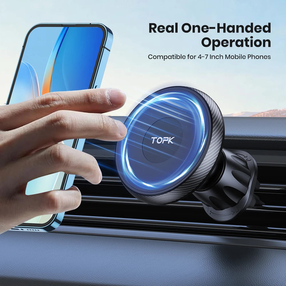 Magnetic Car Phone Holder for Secure, One-Hand Convenience